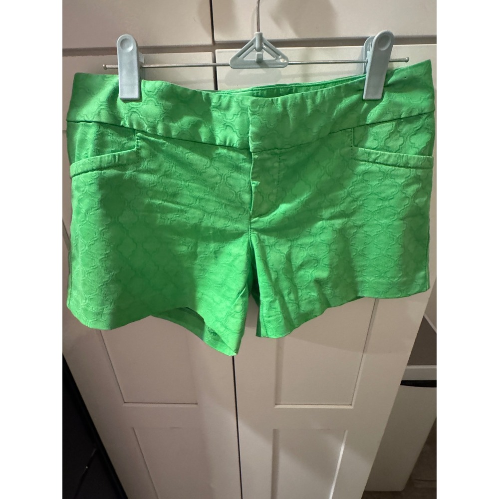 Lilly‎ Pulitzer Green Jacquard Quatrefoil Shorts Womens Size 0 Preppy Resort